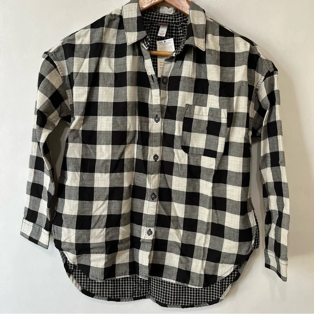 Tea Buffalo Plaid Cotton Button Down Shirt NWT